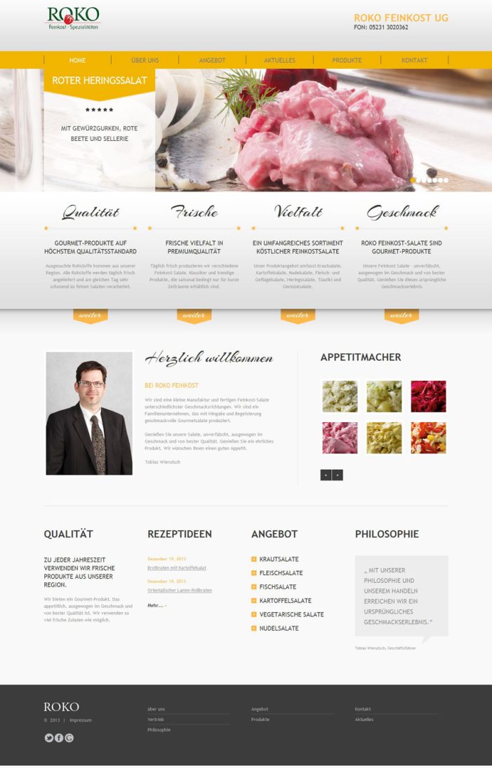 ProjektMarketing Peter Vennebusch entwickelt eine neue Website für ROKO Feinkost in Detmold