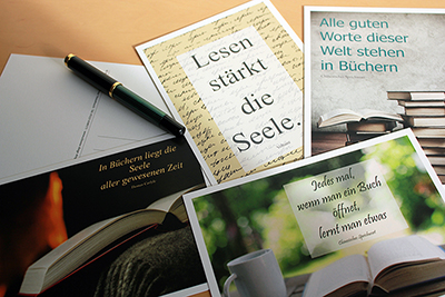 NEU: Eine Postkarten-Serie mit acht Motiven für Buch & Literatur Freunde