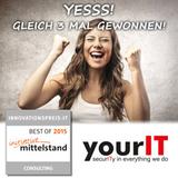 Im wahrsten Sinne „ausgezeichnet“: Gleich 3 Spitzenplätze für yourIT beim INNOVATIONSPREIS-IT 2015 Im wahrsten Sinne „ausgezeichnet“: Gleich 3 Spitzenplätze für yourIT beim INNOVATIONSPREIS-IT 2015