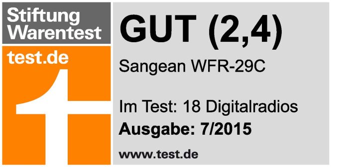 Top-Qualität bestätigt: Sangean WFR-29C von Stiftung Warentest mit GUT ausgezeichnet