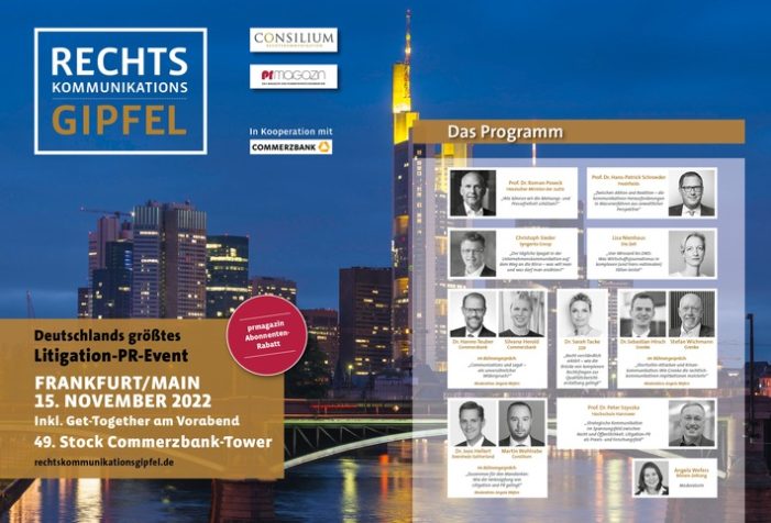 Rechtskommunikationsgipfel, 15. November 2022 in Frankfurt / Das Programm steht (FOTO)