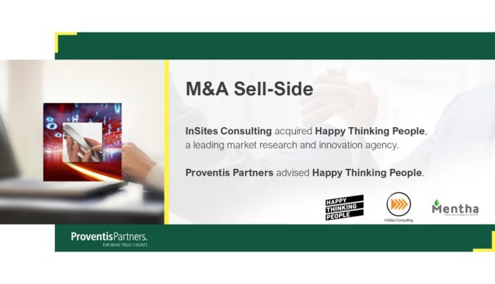 Proventis berät Happy Thinking People beim Verkauf an InSites Consulting