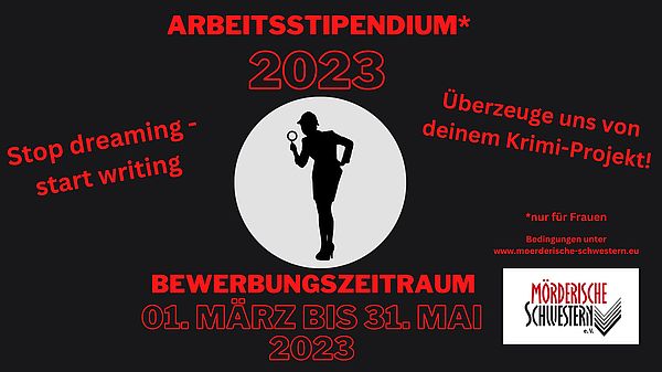 Ausschreibung: – Arbeitsstipendium der Mörderischen Schwestern 2023