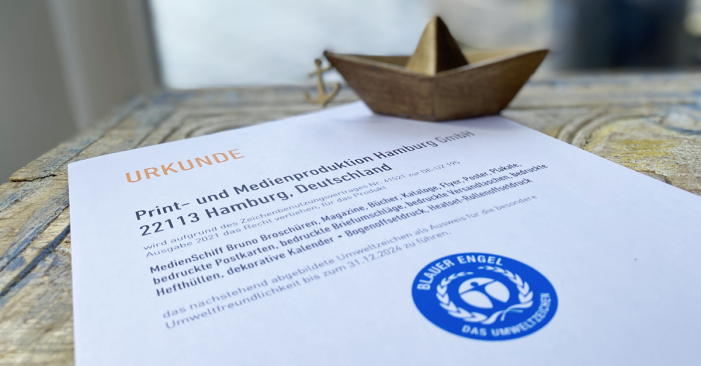 Umweltzeichen Blauer Engel: MedienSchiff BRuno erhält die begehrte Zertifizierung