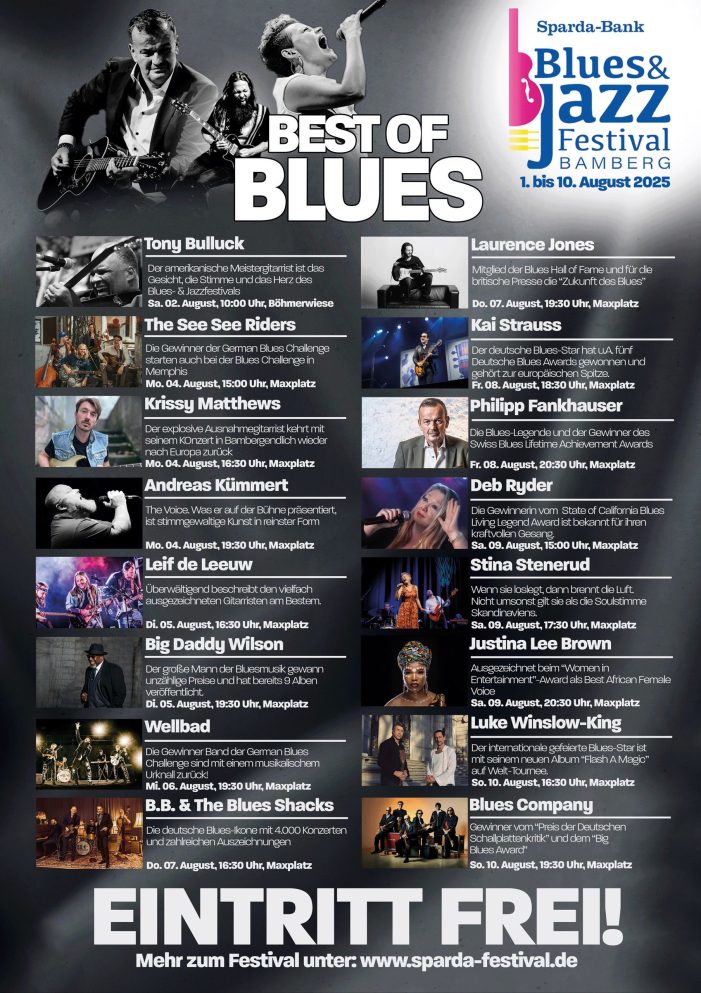 Die Welt des Blues schaut nach Bamberg – Europas großes Blues- und Jazzfestival