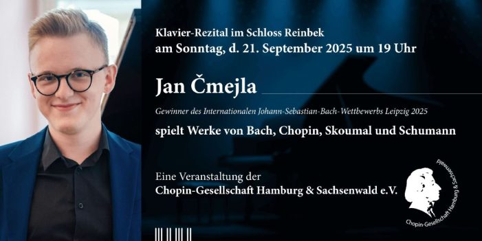 Klavier-Rezital im Schloss Reinbek mit dem Gewinner des Bach-Wettbewerbs Leipzig 2025 Klavier-Rezital im Schloss Reinbek mit dem Gewinner des Bach-Wettbewerbs Leipzig 2025