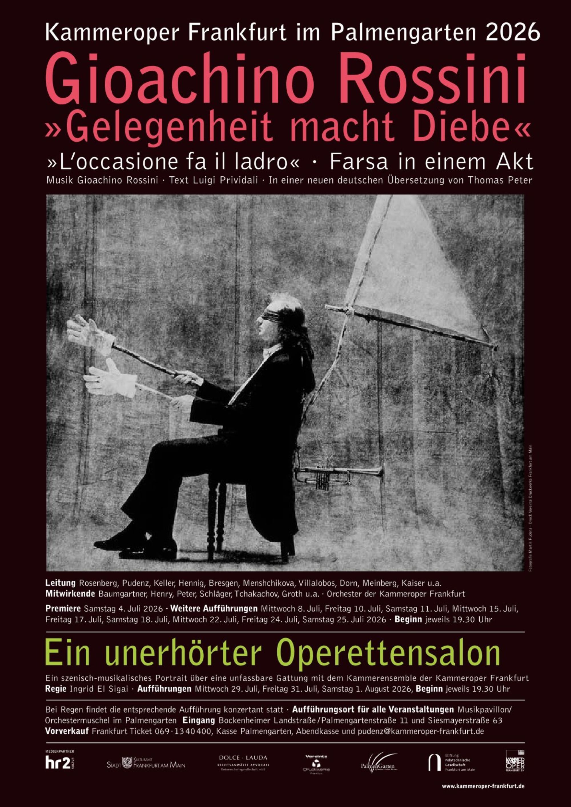 Sommerliche Opernrarität im Palmengarten: Die Kammeroper Frankfurt mit Rossinis „Gelegenheit macht Diebe“ Sommerliche Opernrarität im Palmengarten: Die Kammeroper Frankfurt mit Rossinis „Gelegenheit macht Diebe“