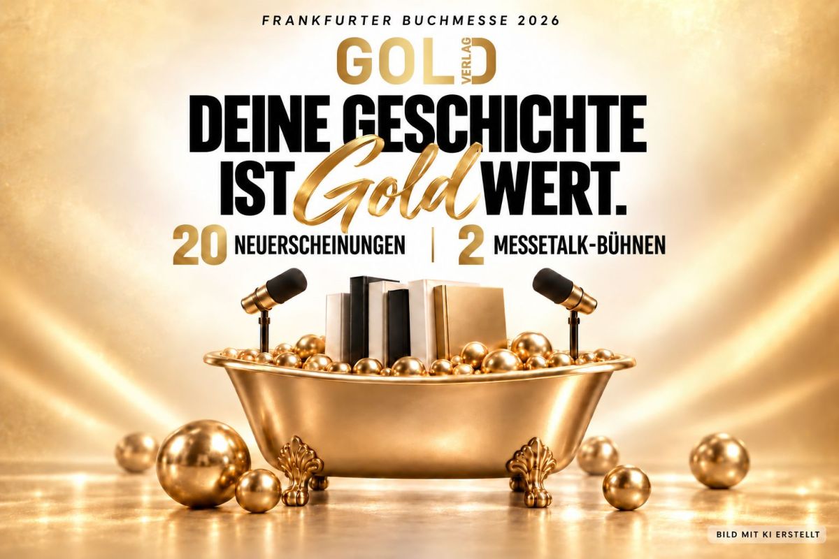 Frankfurter Buchmesse 2026: GOLD Verlag mit 20 Neuerscheinungen, goldenem Fotospot und 220 Messetalks Frankfurter Buchmesse 2026: GOLD Verlag mit 20 Neuerscheinungen, goldenem Fotospot und 220 Messetalks