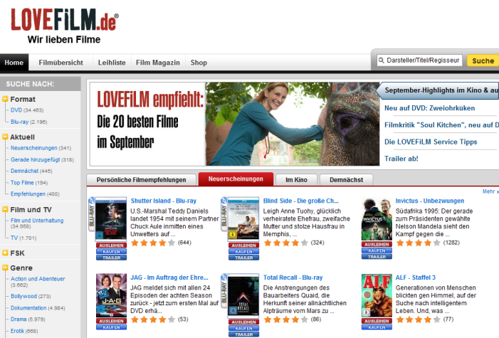 LOVEFiLM ist die Nummer Eins! Klarer Testsieg bei Video Home Vision 10/2010
