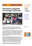 Warnstreiks anlässlich der heutigen Tarifrunde