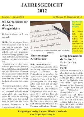 Jahresgedicht 2012 -366 Kurzgedichte zur aktuellen Zeitgeschichte