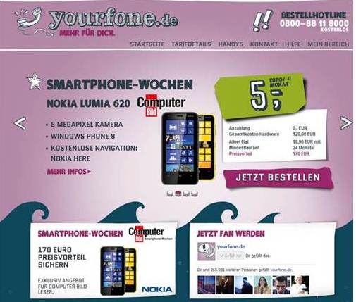 yourfone.de & Nokia starten mit der Computer Bild attraktive Samartphone-Wochen: