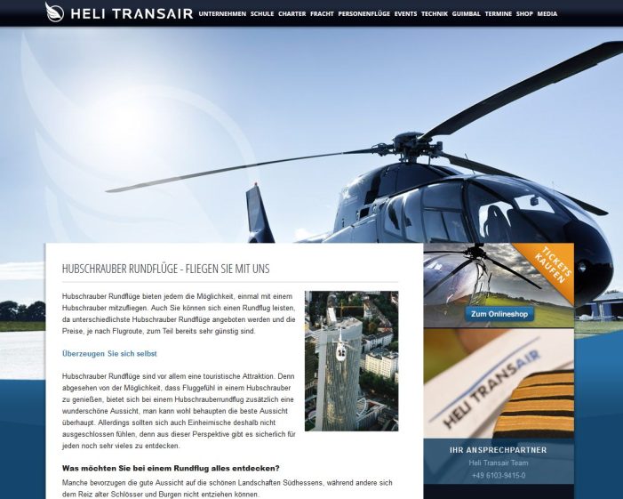 Hubschrauber-Rundflüge von Heli Transair: Unvergessliche Eindrücke aus der Vogelperspektive