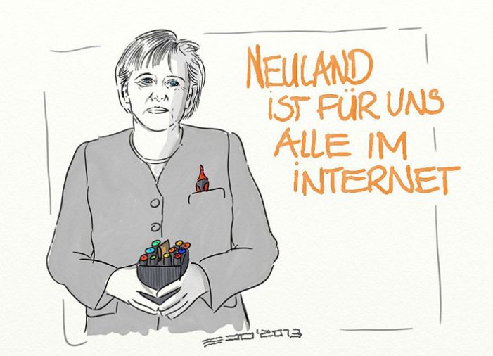 Witzige Karikatur von Merkel: Neuland ist für uns im Internet