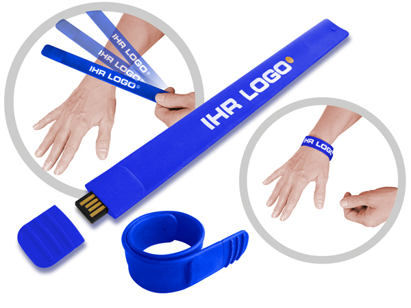 USB Big Snap – Das selbstschließende USB-Armband mit Schnappmechanismus für den Werbeeinsatz auf Messen und Events