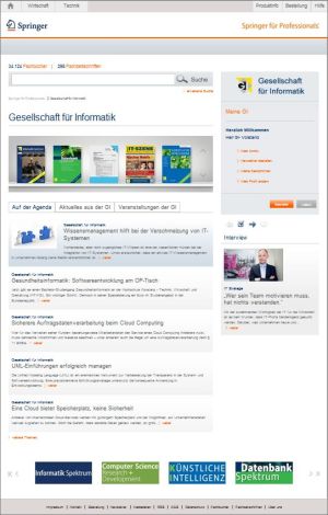 Digitale Wissensplattform Springer für Professionals: Erste kundenspezifische Version für Gesellschaft für Informatik
