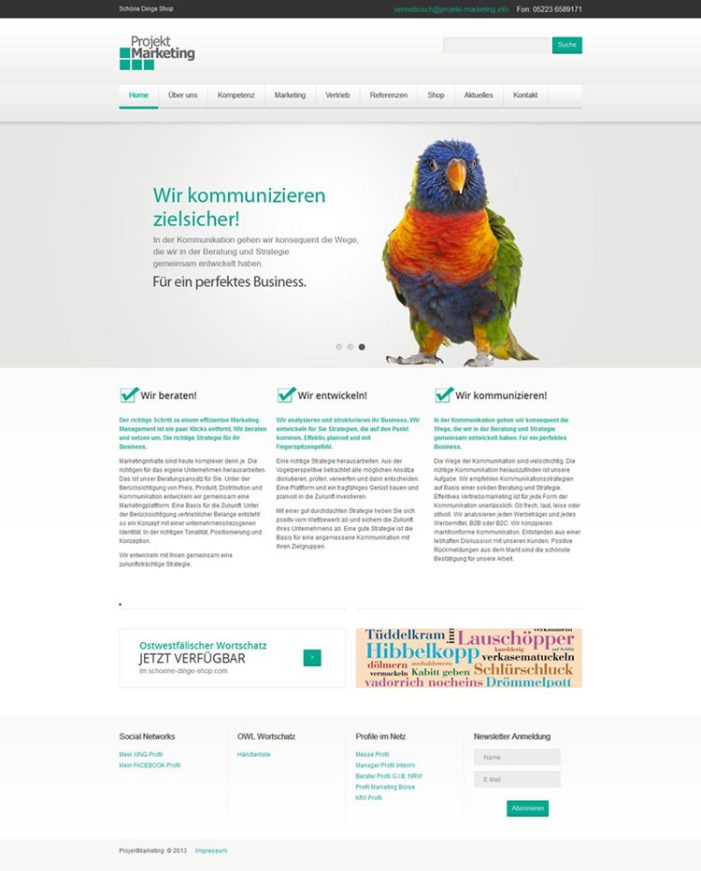 ProjektMarketing mit neuer Website und Webshop