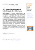 DJV gegen Zensurversuche beim Besuch des Dalai Lama DJV gegen Zensurversuche beim Besuch des Dalai Lama