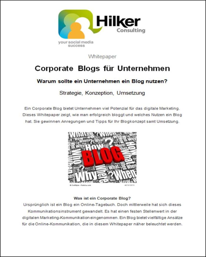 Whitepaper: Corporate Blogs für Unternehmen