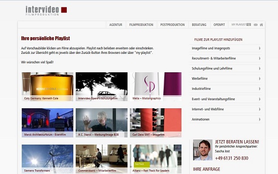 Brandneue Intervideo Filmproduktion-Website online Brandneue Intervideo Filmproduktion-Website online